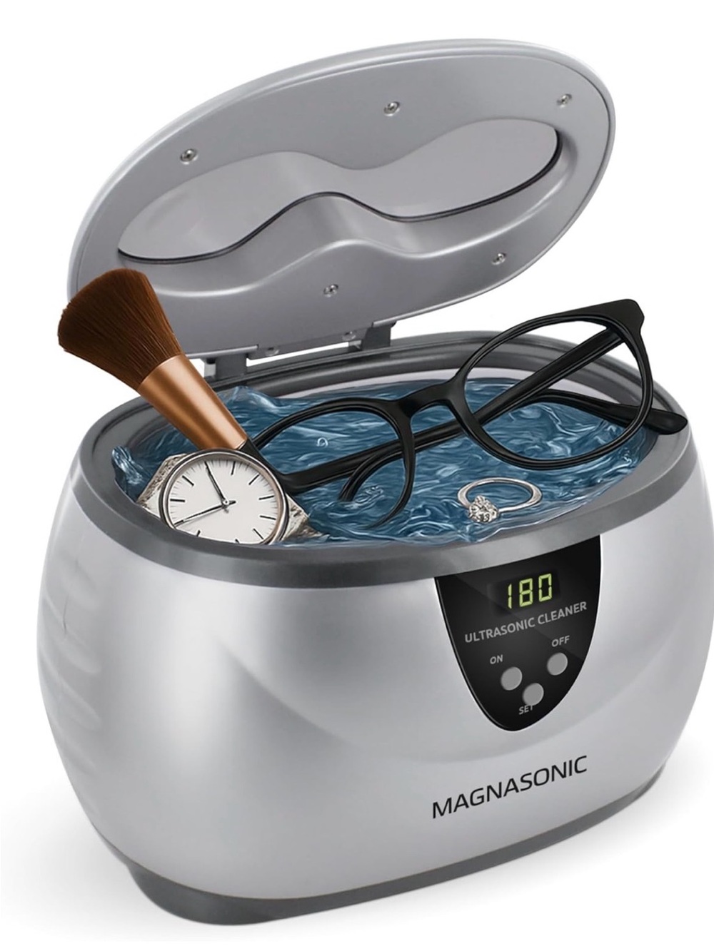 Magnasonic Silver Ultrasonic Jewelry Cleaner with Digital Display